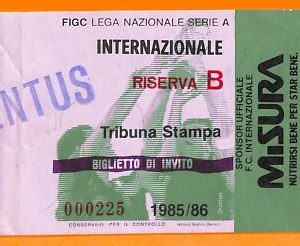 C1971- Vecchio BIGLIETTO PARTITA CALCIO - 1985-86 INTER VS JUVENTUS