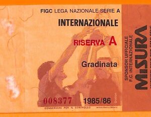 C1974- Vecchio BIGLIETTO PARTITA CALCIO - 1985-86 INTER VS ROMA