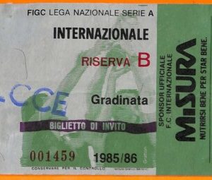 C1975- Vecchio BIGLIETTO PARTITA CALCIO - 1985-86 INTER VS LECCE