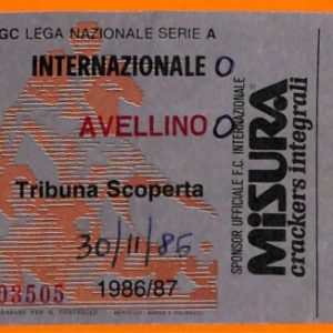 C1977- Vecchio BIGLIETTO PARTITA CALCIO - 1986-87 INTER VS AVELLINO