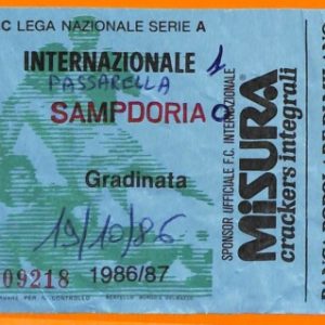 C1979- Vecchio BIGLIETTO PARTITA CALCIO - 1986-87 INTER VS SAMPDORIA