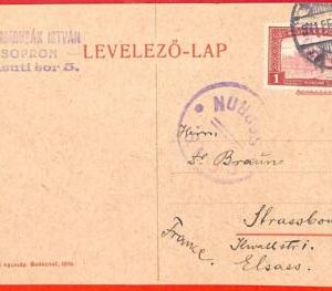aa2023 - HUNGARY - Postal History - Covered STATIONERY CARD  to FRANCE 1921