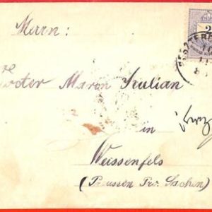 aa2025 - HUNGARY - Postal History - Single stamp on COVER to Prussen 1883
