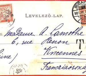 aa2001 - HUNGARY - Postal History - POSTCARD to FRANCE -  TAXED! 1900
