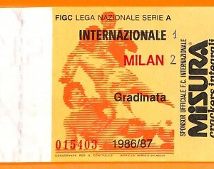 C1987- Vecchio BIGLIETTO PARTITA CALCIO - 1986-87 INTER VS MILAN