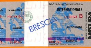 C1988- Vecchio BIGLIETTO PARTITA CALCIO - 1986-87 INTER VS BRESCIA