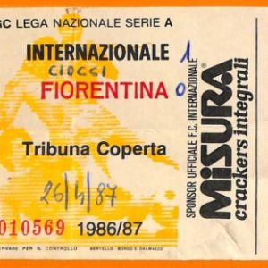 C1989- Vecchio BIGLIETTO PARTITA CALCIO - 1986-87 INTER VS FIORENTINA
