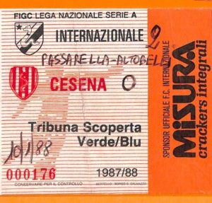 C1998- Vecchio BIGLIETTO PARTITA CALCIO - 1987-88 INTER VS CESENA