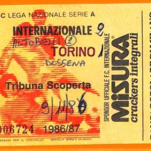 C1978- Vecchio BIGLIETTO PARTITA CALCIO - 1985-86 INTER VS TORINO