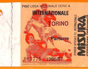 C1986- Vecchio BIGLIETTO PARTITA CALCIO - 1985-86 INTER VS TORINO