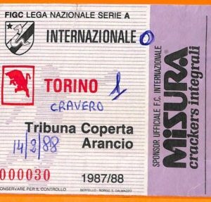 C2000- Vecchio BIGLIETTO PARTITA CALCIO - 1987-88 INTER VS TORINO