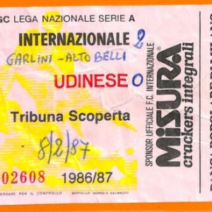 C1982- Vecchio BIGLIETTO PARTITA CALCIO - 1986-87  INTER VS UDINESE