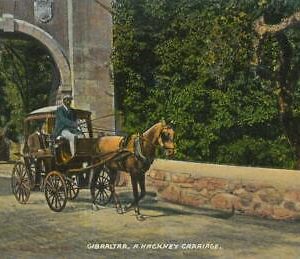 92361 - GIBRALTAR - VINTAGE   POSTCARD -  a HACKNEY CARRIAGE