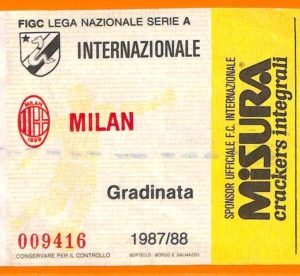 C1990- Vecchio BIGLIETTO PARTITA CALCIO - 1987-88 INTER VS MILAN