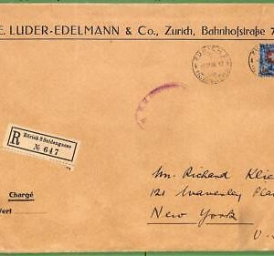 ZA1522 - SWITZERLAND - Postal History - SBHV 165 single use on REGISTERED COVER