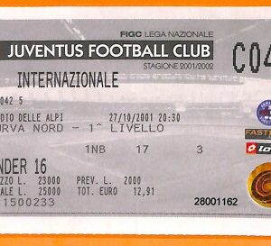 C2046- Vecchio BIGLIETTO PARTITA CALCIO 2001 INTER VS JUVENTUS