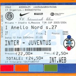 C2069- Vecchio BIGLIETTO PARTITA CALCIO- 2003-04  INTER VS JUVENTUS