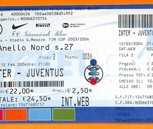 C2072- Vecchio BIGLIETTO PARTITA CALCIO- 2003-04  INTER VS JUVENTUS