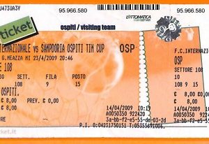C2133- Vecchio BIGLIETTO PARTITA CALCIO- 2009 INTER VS SAMPDORIA