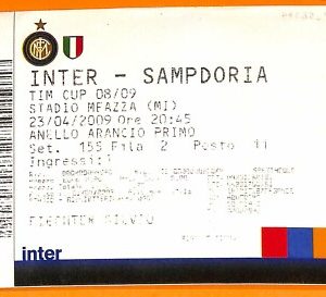 C2137- Vecchio BIGLIETTO PARTITA CALCIO- 2008-2009 INTER VS SAMPDORIA