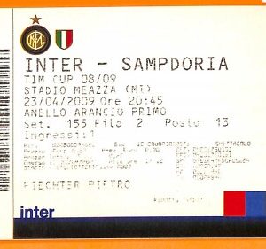 C2138- Vecchio BIGLIETTO PARTITA CALCIO- 2008-2009 INTER VS SAMPDORIA