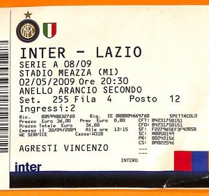 C2139- Vecchio BIGLIETTO PARTITA CALCIO- 2008-2009 INTER VS LAZIO