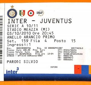 C2142- Vecchio BIGLIETTO PARTITA CALCIO- 2010-2011 INTER VS JUVENTUS