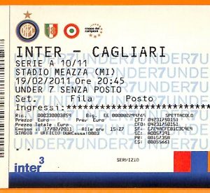 C2154- Vecchio BIGLIETTO PARTITA CALCIO- 2010-2011  INTER VS CAGLIARI