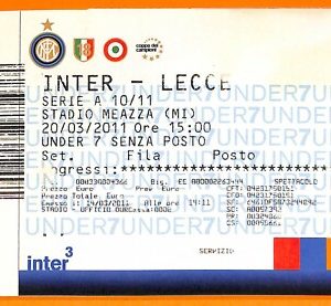 C2155- Vecchio BIGLIETTO PARTITA CALCIO- 2010-2011  INTER VS LECCE