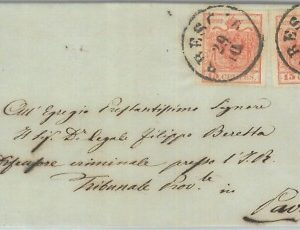 82365 - ANTICHI STATI: LOMBARDO VENETO -  15 cents * 2 su BUSTA  da BRESCIA 1855