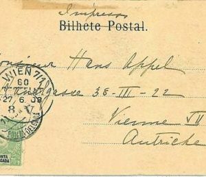 01548 - PORTUGAL : PONTA DELGADA - POSTAL HISTORY - POSTCARD to AUSTRIA 1908