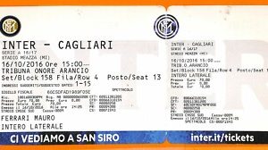C2195- Vecchio BIGLIETTO PARTITA CALCIO- 2016-2017 INTER VS CAGLIARI