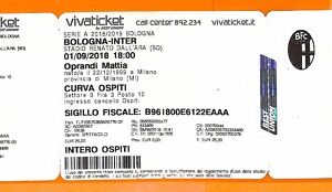 C2212- Vecchio BIGLIETTO PARTITA CALCIO- 2018-2019 BOLOGNA VS INTER