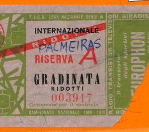 C2231- Vecchio BIGLIETTO PARTITA CALCIO- 1969-70  INTER VS PALMEIRAS