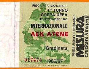 C2247- Vecchio BIGLIETTO PARTITA CALCIO- 1986-87  INTER