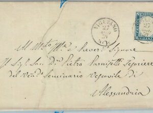 82376 -  SARDEGNA - STORIA POSTALE: Sass # 15A su Busta da VIGEVANO 1859