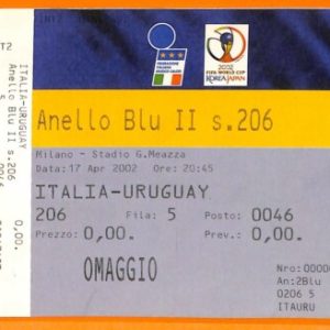 C2306- Vecchio BIGLIETTO PARTITA CALCIO- 2002 ITALIA VS URUGUAY