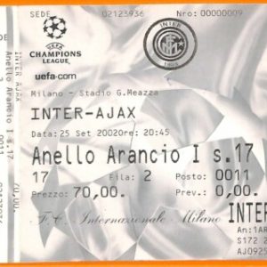 C2314- Vecchio BIGLIETTO PARTITA CALCIO- 2002 INTER VS AJAX