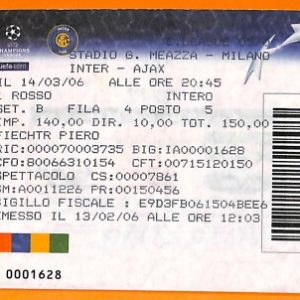 C2350- Vecchio BIGLIETTO PARTITA CALCIO- 2006 INTER VS AJAX