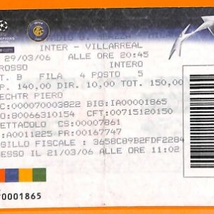 C2351- Vecchio BIGLIETTO PARTITA CALCIO- 2006 INTER VS VILLARREAL