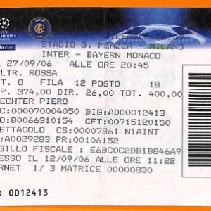 C2352- Vecchio BIGLIETTO PARTITA CALCIO- 2006 INTER VS BAYERN MONACO