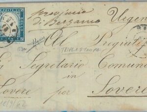 82377 - SARDEGNA - STORIA POSTALE: Sass # 15Da TRIPLA STAMPA su Busta   1862