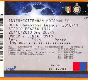 C2378- Vecchio BIGLIETTO PARTITA CALCIO- 2010-2011 INTER VS TOTTENHAM HOTSPUR