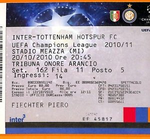 C2385- Vecchio BIGLIETTO PARTITA CALCIO- 2010-2011 INTER VS TOTTENHAM HOTSPUR