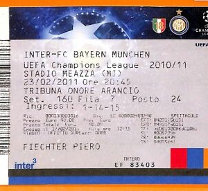 C2391- Vecchio BIGLIETTO PARTITA CALCIO- 2010-2011  INTER VS BAYERN MUNCHEN