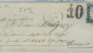 82378 - SARDEGNA - STORIA POSTALE: Sass 15C su FRONTISPIZIO da PARMA - TASSATO!
