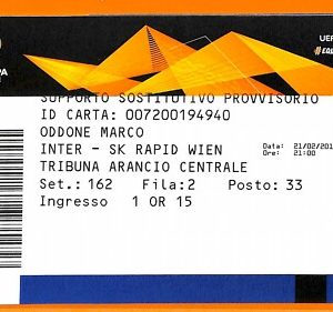C2486- Vecchio BIGLIETTO PARTITA CALCIO- 2019  INTER VS SK RAPID WIEN