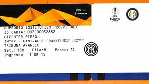 C2489- Vecchio BIGLIETTO PARTITA CALCIO- 2019  INTER VS FRANKFURT