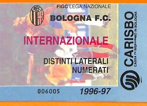 C2018- Vecchio BIGLIETTO PARTITA CALCIO- 1996-97  BOLOGNA VS INTER