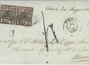 82401 - ANTICHI STATI: Pontificio - STORIA POSTALE: Sass 6A coppia su FRONTESP.